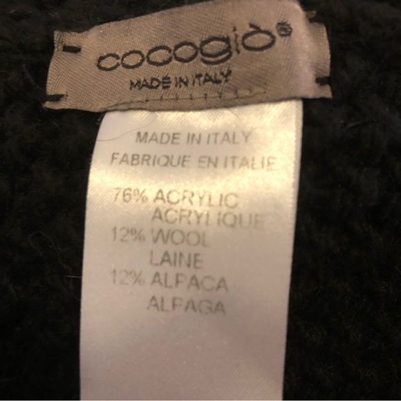 COCOGIO Poncho/Serape, Black, Made in Italy, Wool Blend, Women’s Size L/XL - Picture 3 of 5